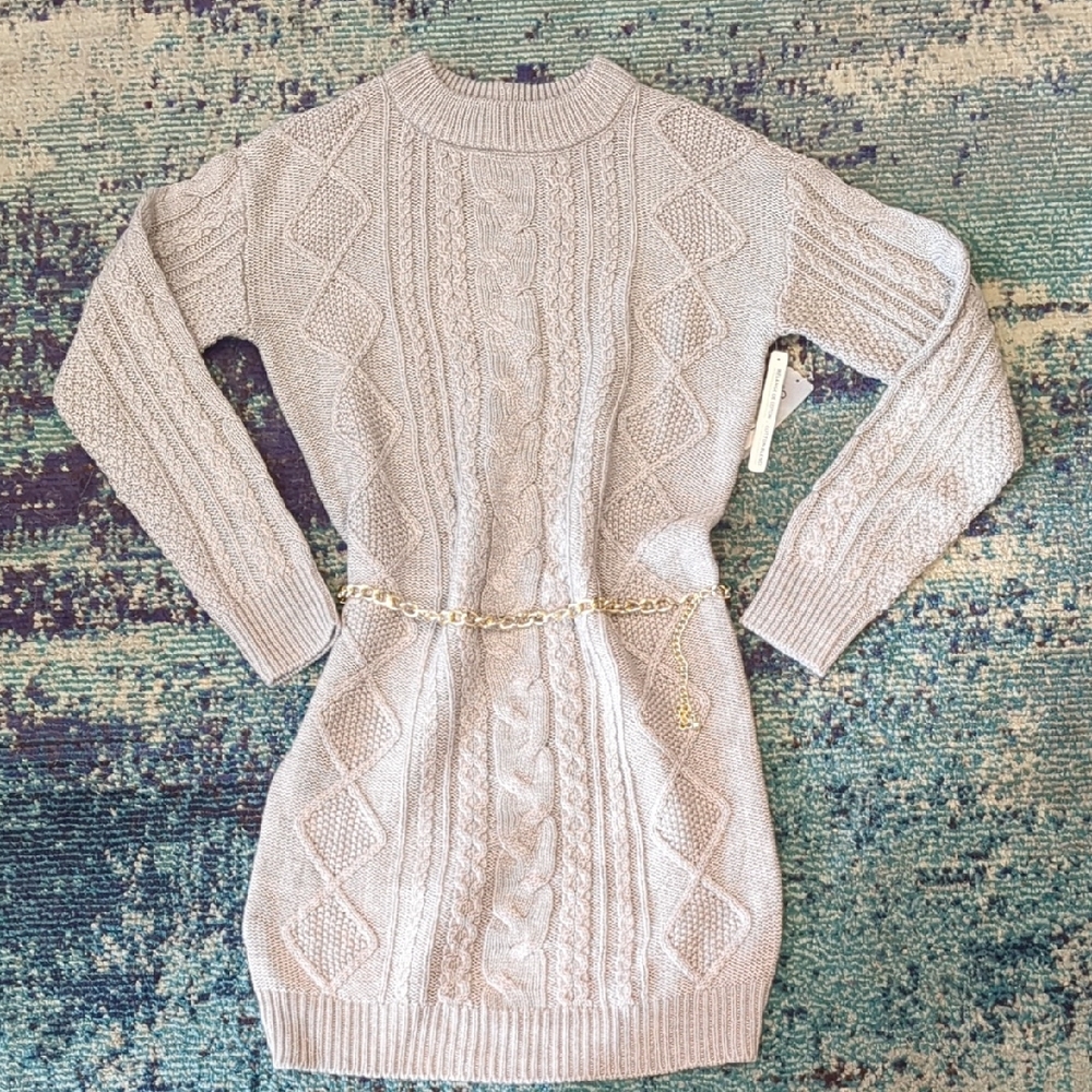 🐿️🐿️Grey Cable Knit Sweater Dress